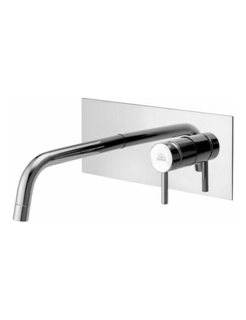 Mix incasso 2 Fori con Piastra rettangolare metallo e bocca mm 175 LIGHT steel looking