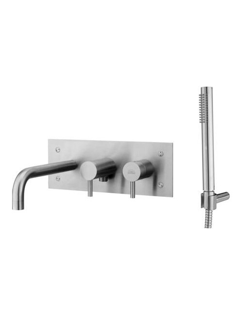 Mix vasca incasso 3 Fori con deviatore bocca erogazione con duplexcon sup.riposo in Acciaio STEEL