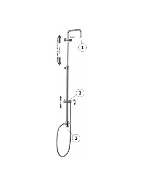 Colonna regolabile MINI MASTER con deviatore senzadoccia senza soffione con scorr. Eco con flx otto